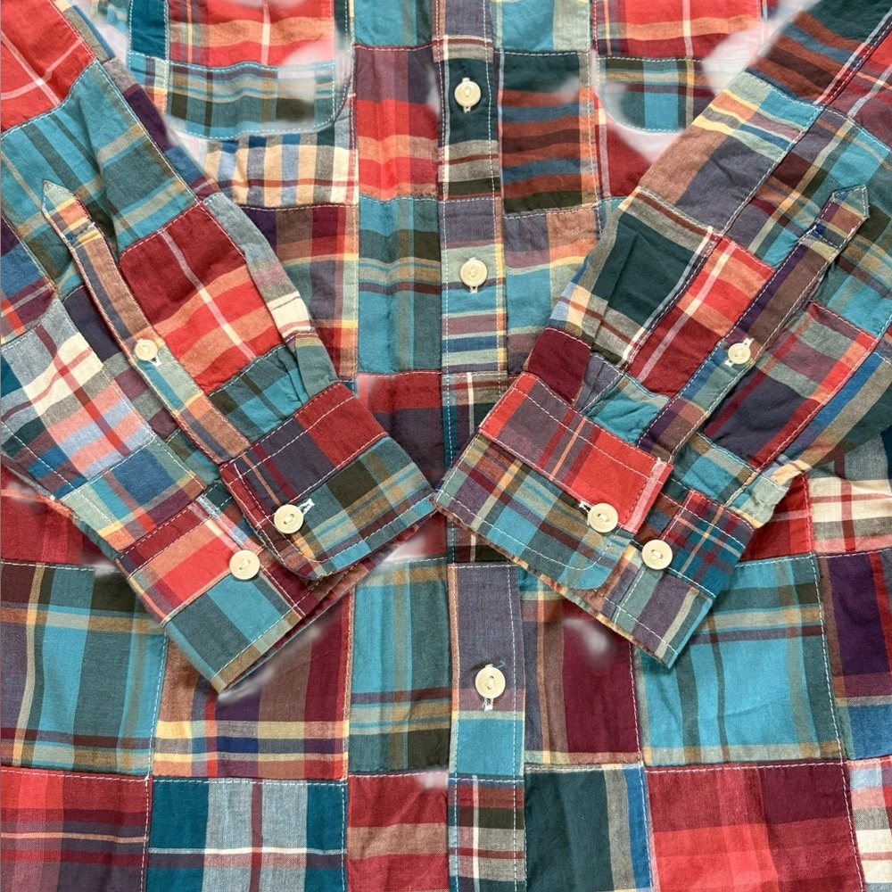 Ll Bean Plaid Patchwork Long Sleeve Button Up Shi… - image 5